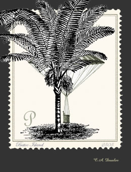Art Stamp: Happy Accident of HAnging Air Balloonist in Palm Tree Artistamp