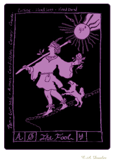 Playing Card (Tarot) The Fool with Flower and K9