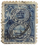 Icon: Numbers (8 pence Blue War and Canoe Stamp)